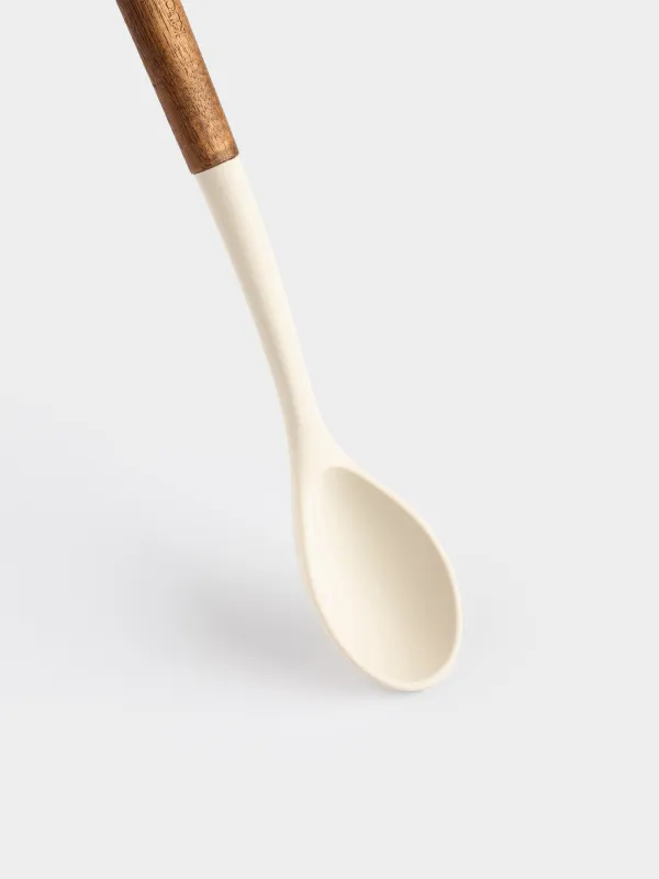 Ложка сервировочная, 32 см, силикон/дерево, бежевая, Lemsen, image-3