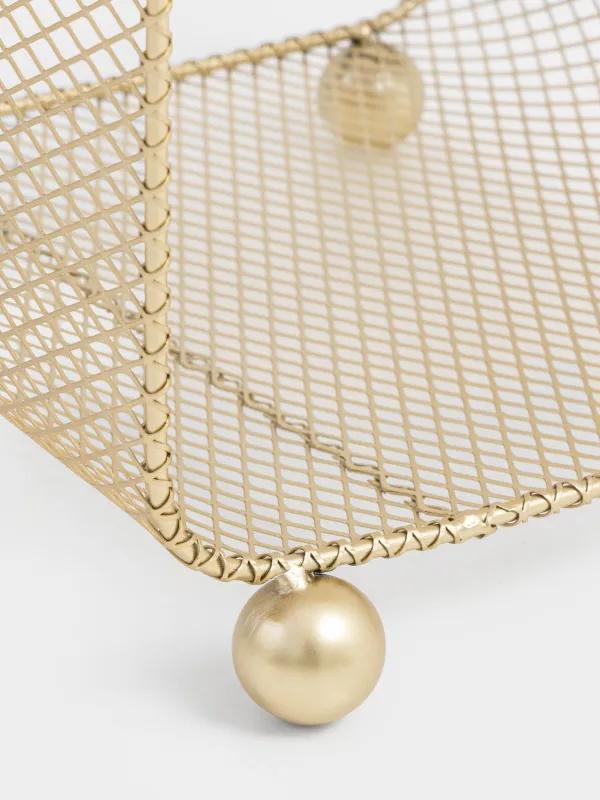 Этажерка, 2-х ярусная, 30х30х64 см, металл, золотистая, Compact gold, image-4