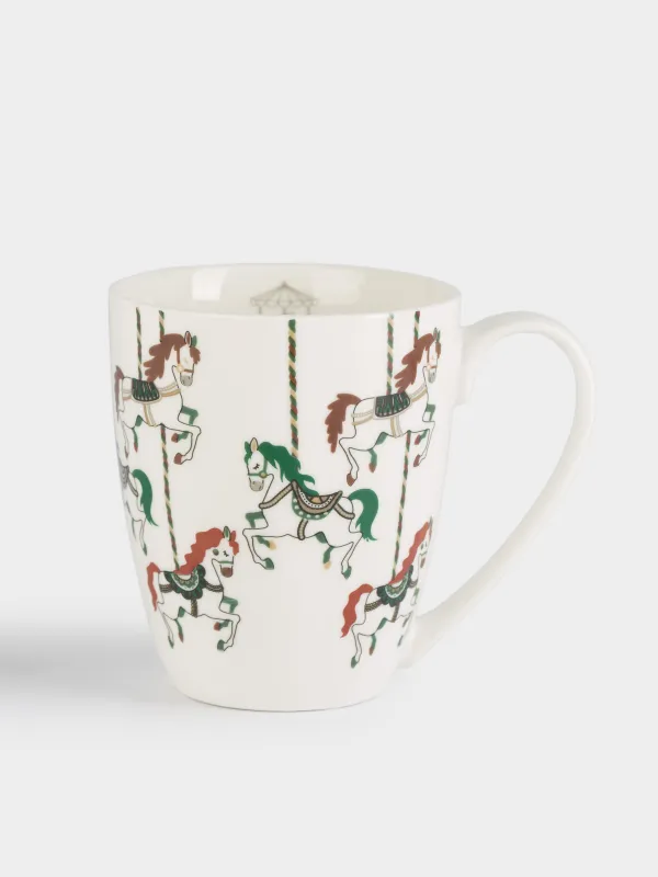 Саптыаяқ, 320 мл, фарфор N, ақ, Айналма әткеншекдегі аттар, Horse carousel, image-0