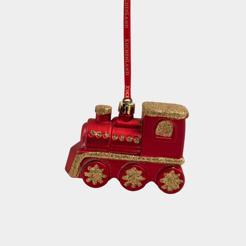 Шырша ойыншығы, 10х5 см, пластик, жылтырақтары бар, түсті, Паровоз, Figure christmas