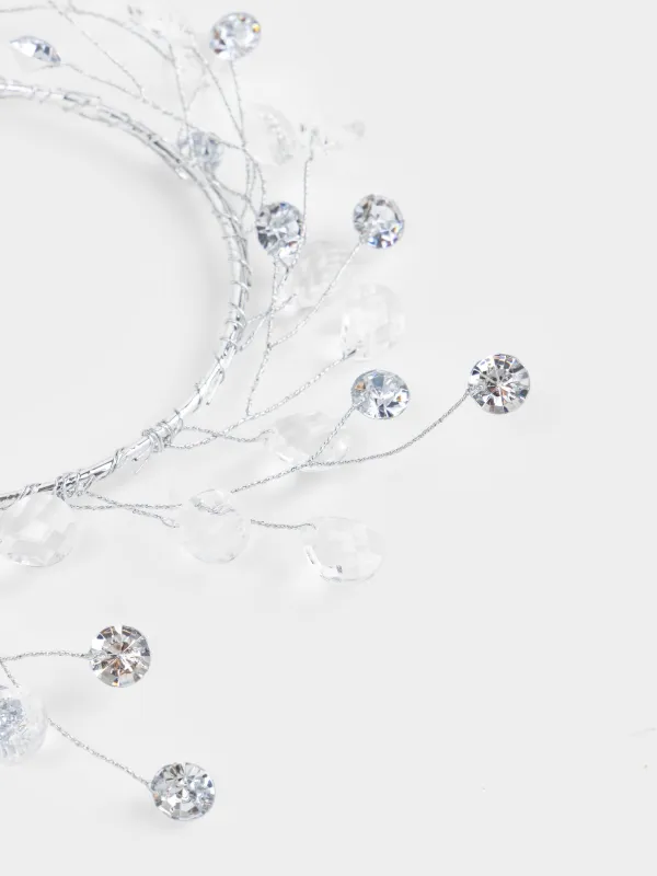 Шамға арналған гүл шоғы, 10/16 см, акрил/металл, күміс, Кристалдар, Crystal decor, image-2