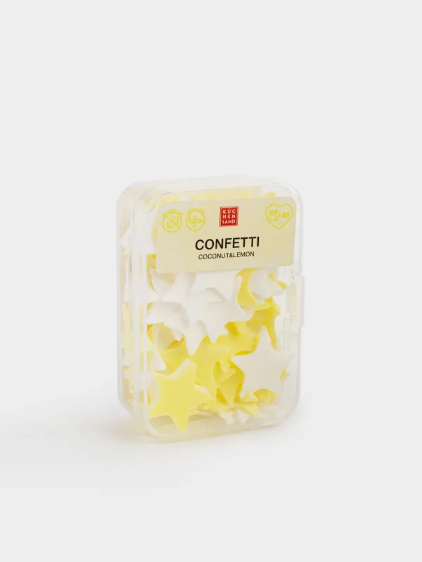 Мыло-конфетти, 2 см, 80 шт, желтое/белое, Кокос/Лимон, Звезда, Confetti, image-0