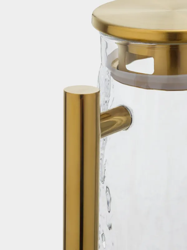 Кувшин, 1,6 л, с крышкой, стекло/металл, золотистый, Glacial gold, image-2