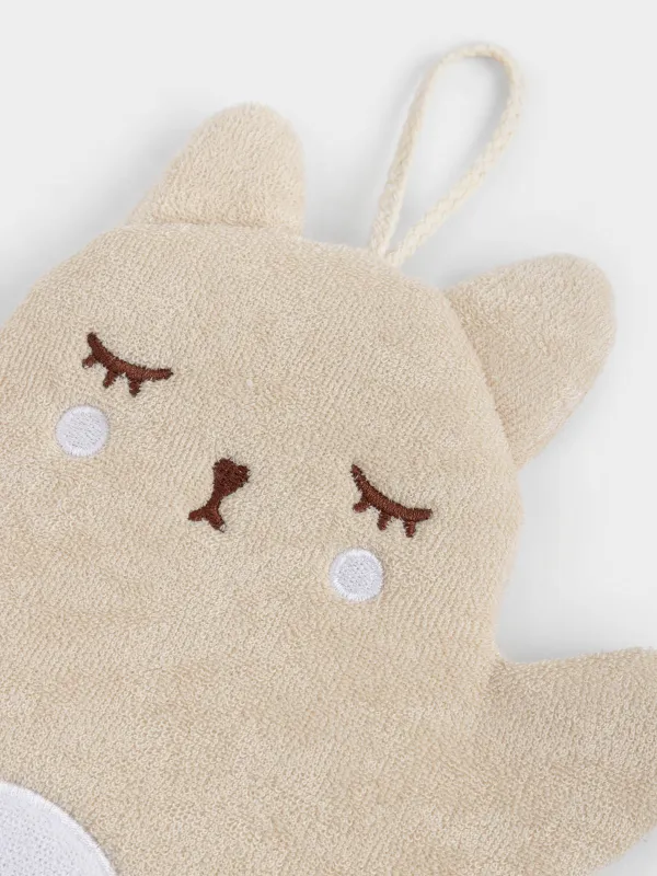 Денені жууға арналған жөке-қолғап, 20х17 см, балаларға арналған, полиэстер, сарғылт-қоңыр және ақ, Мысық, Cat, image-2