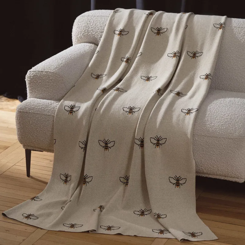 Көрпе, 130х170 см, мақта, бежевый, аралар, Honey