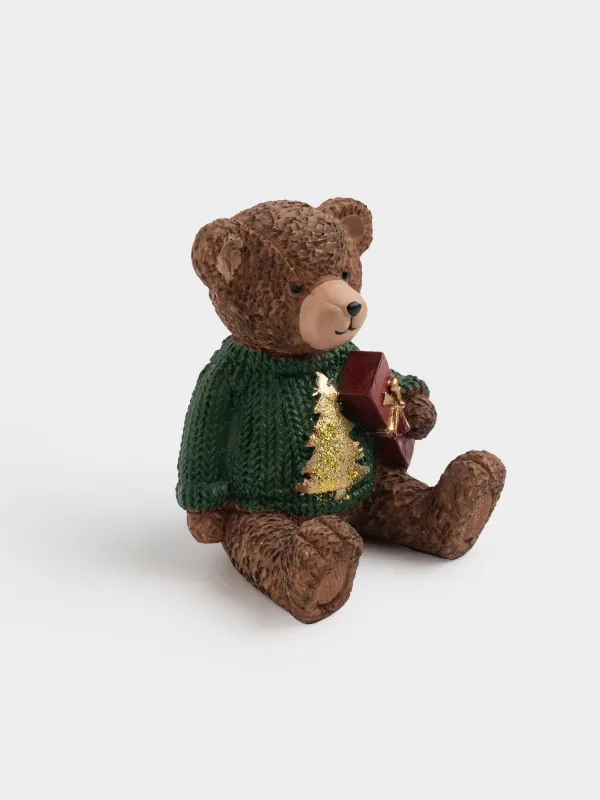 Мүсінше, 10 см, полирезин, қоңыр, Шарф таққан қонжық, Figure christmas, image-2