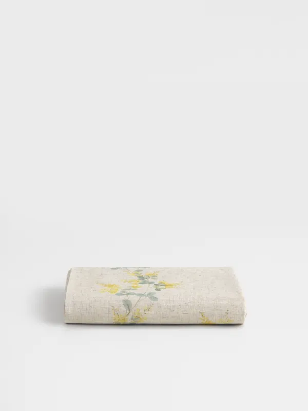 Скатерть, 160х160 см, полиэстер/лен, бежевая, Мимоза, Mimosa flowers, image-6