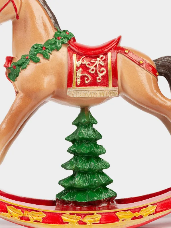 Статуэтка, 22 см, полирезин, коричневая, Лошадка-качалка, Horse christmas, image-4