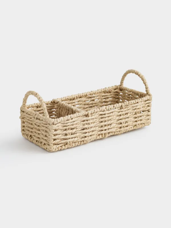 Сақтау себеті, 24х11 см, 2 бөлім, өрілген, тұтқалары бар, целлюлоза, тікбұрышты, Braided, image-2