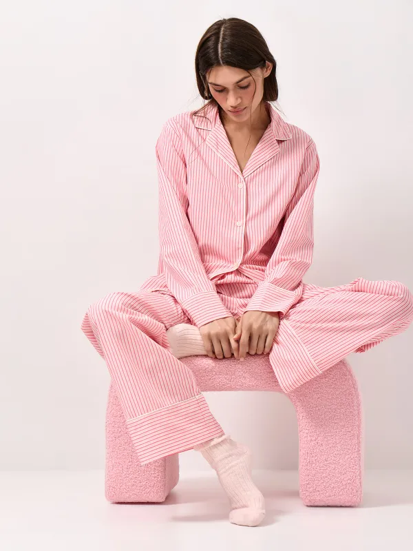 Әйелдер жейдесі, үйге арналған, өлшемі M, ұзын жеңді, мақта/вискоза, қызыл, Жолақ, Lonisa, image-6