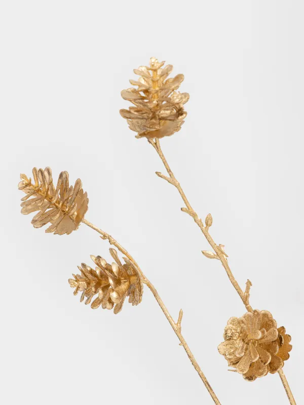 Ветка декоративная, 90 см, Золотистые шишки, Conifer delice, image-4