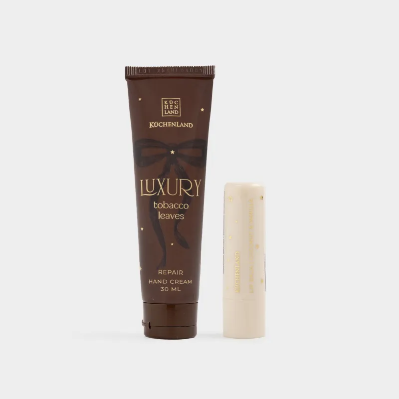 Косметика жиынтығы, 2 зат, қол кремі/ерін бальзамы, Tobacco leaves, Luxury