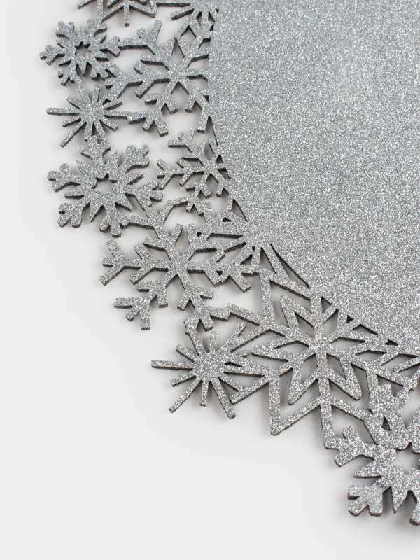 Аспаптарға арналған майлық, 38 см, киіз, бұйра, күміс, Қар ұшқындары, Felt mat, image-4