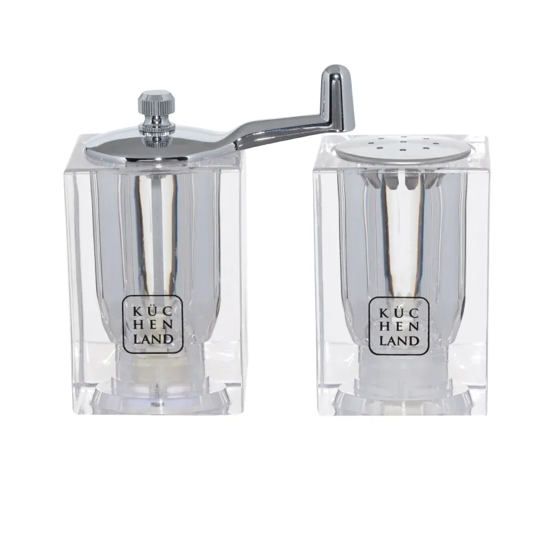 Тұз және бұрыш жинағы, 9 см, диірмен, акрил/пластик, Cube