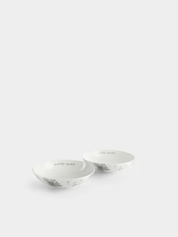 Сорпа тәрелкесі, 20х5 см, 2 дана, фарфор N, Сұр гүлдер, Watercolor, image-1