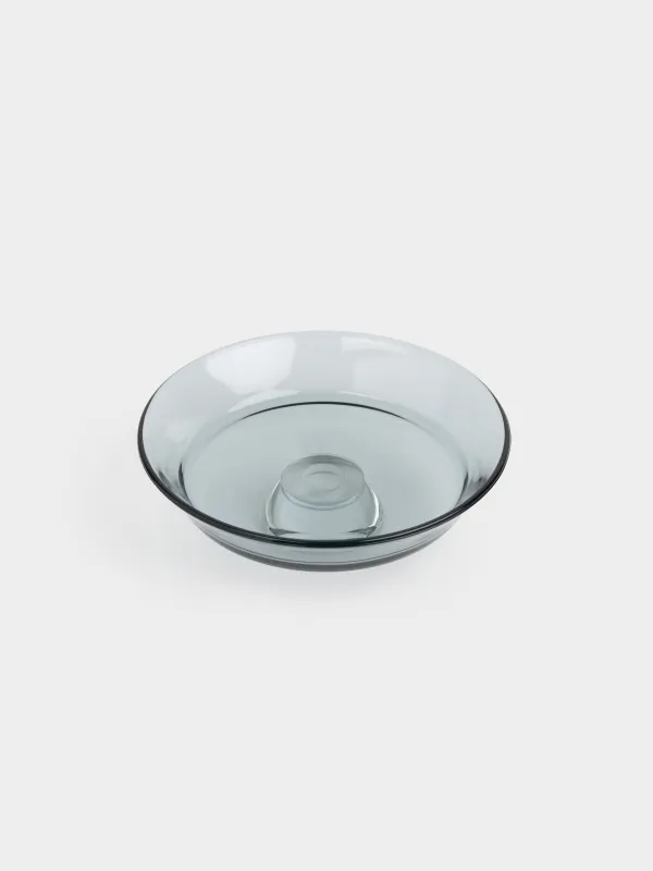 Блюдо на ножке, 20х7 см, стекло, серое, Clear grey, image-2