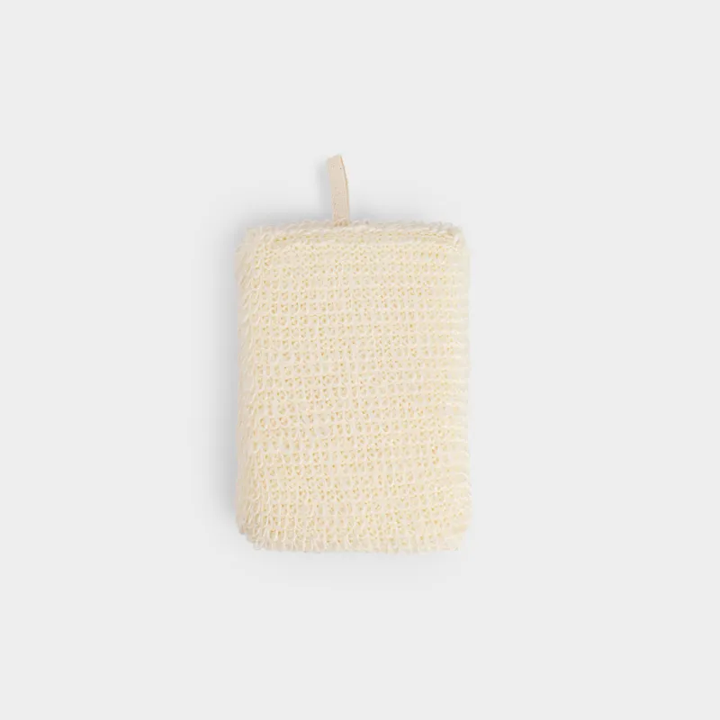 Мочалка-губка для мытья тела, 9х14 см, джут/полиуретан, молочная, Eco life