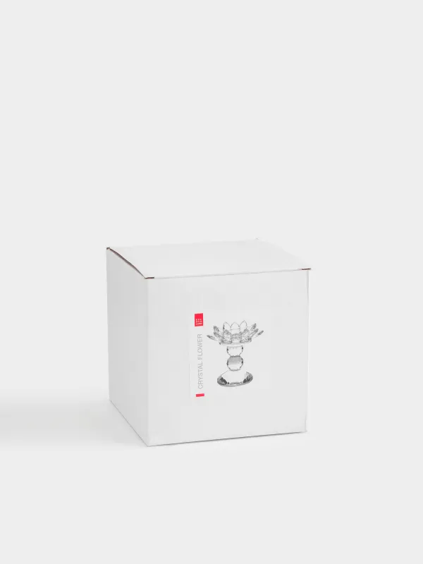 Подсвечник, 13 см, для цилиндрической свечи, на ножке, кристальное стекло, Цветок, Crystal flower, image-4