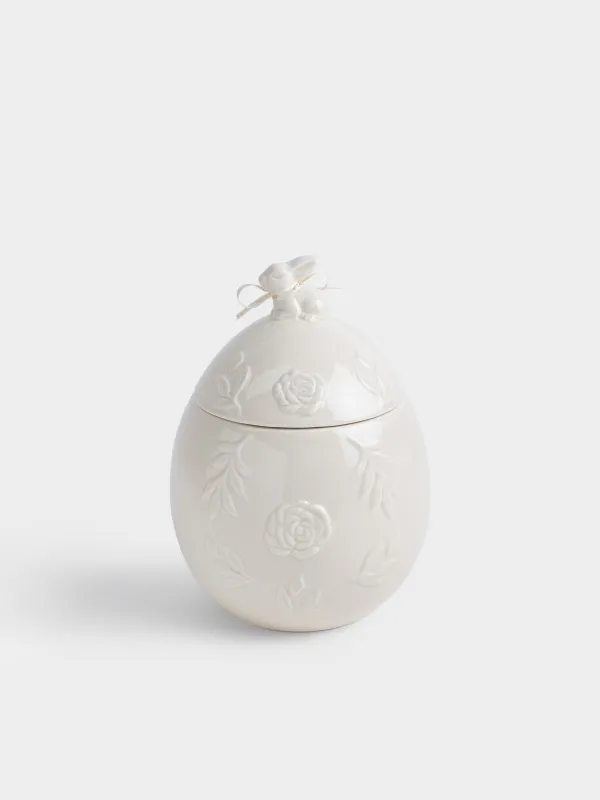 Сақтау ыдысы, 14х20 см, 1,2 л, керамика, сүт түстес, Гүлдері бар қоян, Rabbit pattern, image-0
