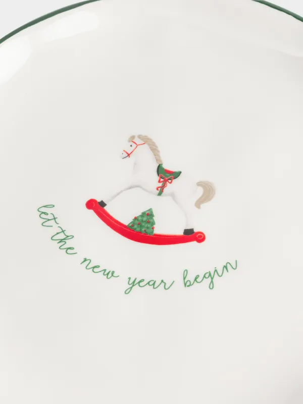 Тарелка закусочная, 21 см, керамика D, Лошадка, Сhristmas green, image-3