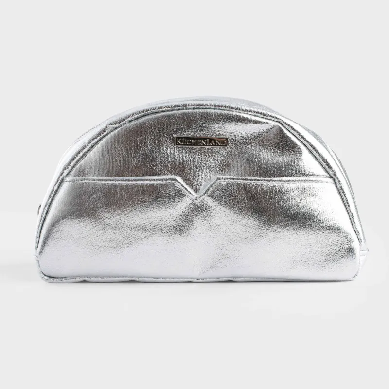 Косметичка, 22х12 см, полиуретан, серебристая, Plenden, image-0