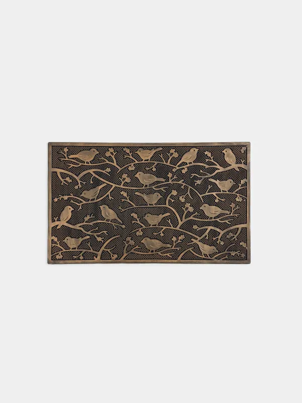 Есік жанындағы кілемше, 45х75 см, резеңке, қара-қола, Құстар, Home deco, image-0