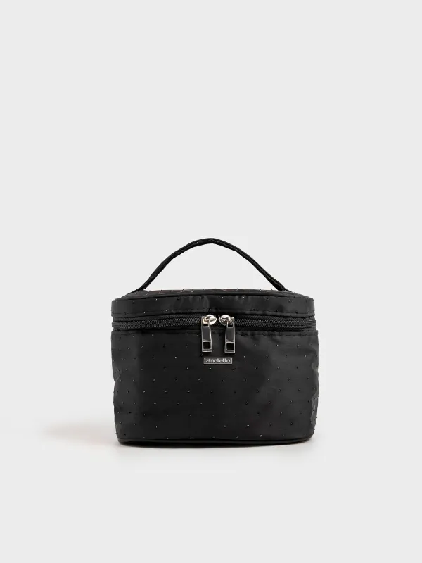 Косметичка, 19х14 см, с ручкой, нейлон, черная, Force night, image-0