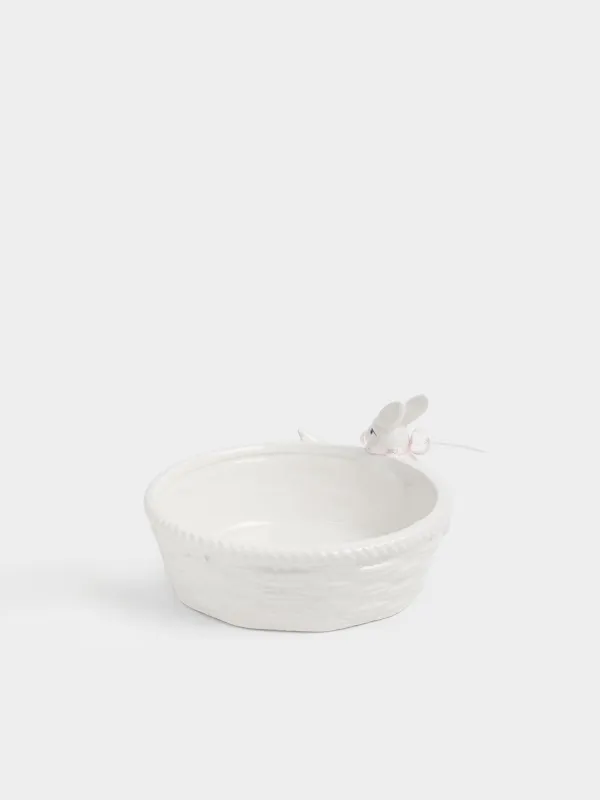 Конфетница, 19х10 см, 730 мл, керамика D, молочная, Кролики с корзиной, Rabbit bloome, image-3