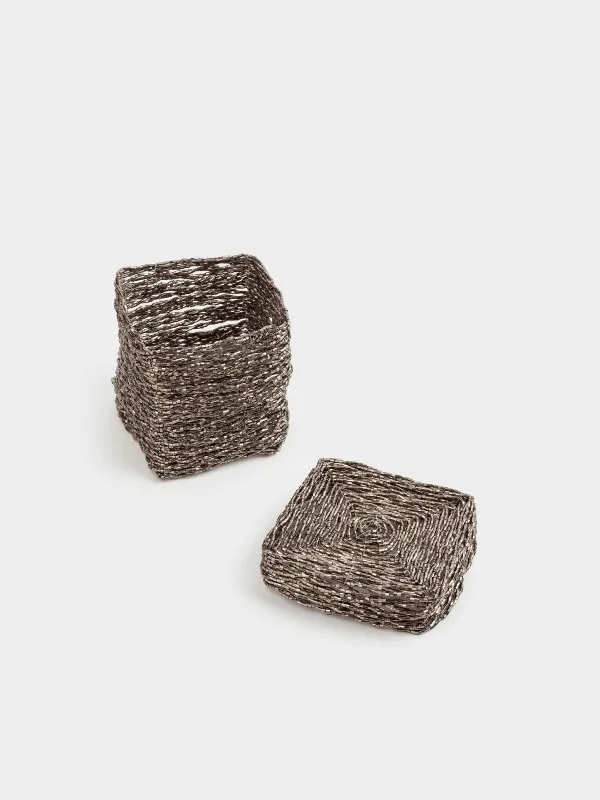 Қобдиша, 10х10 см, моншақ, қою сұр, Shiny beads, image-2