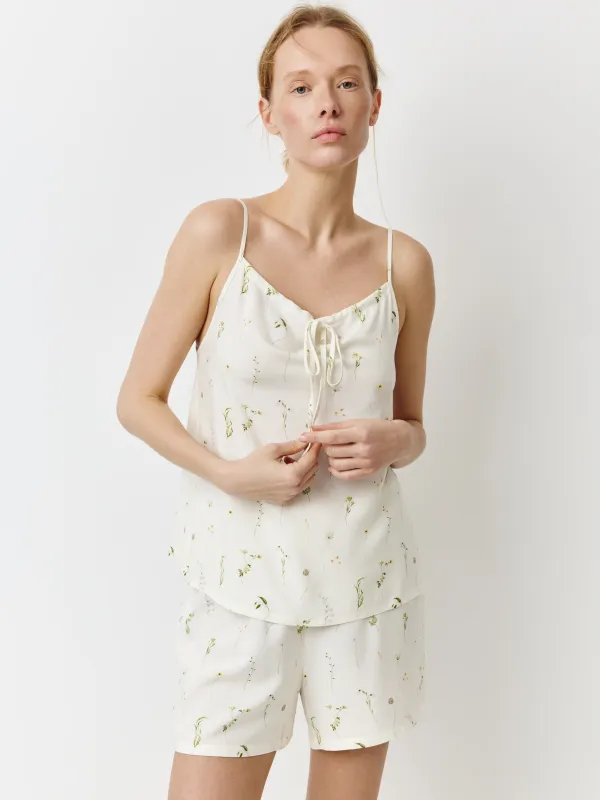 Әйелдерге арналған топ, үйге арналған, өлшемі S, белдіктері бар, вискоза, сүт түстес, Amina, image-0