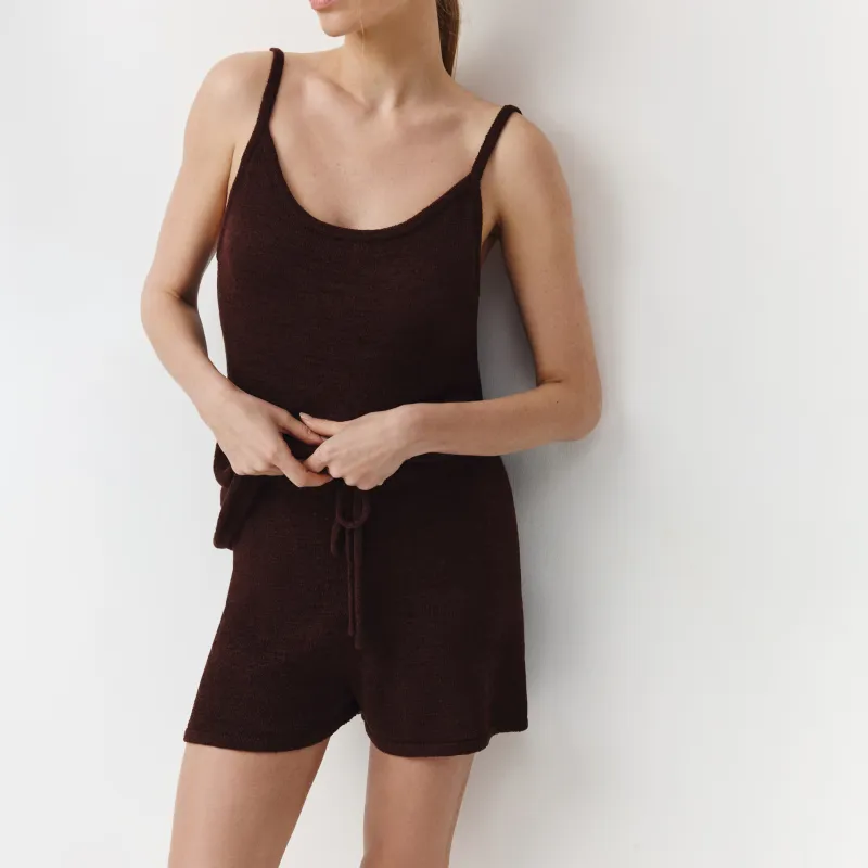 Әйелдерге арналған топ, үйге арналған, өлшемі L, белдіктері бар, акрил/нейлон К, қоңыр, Valtori