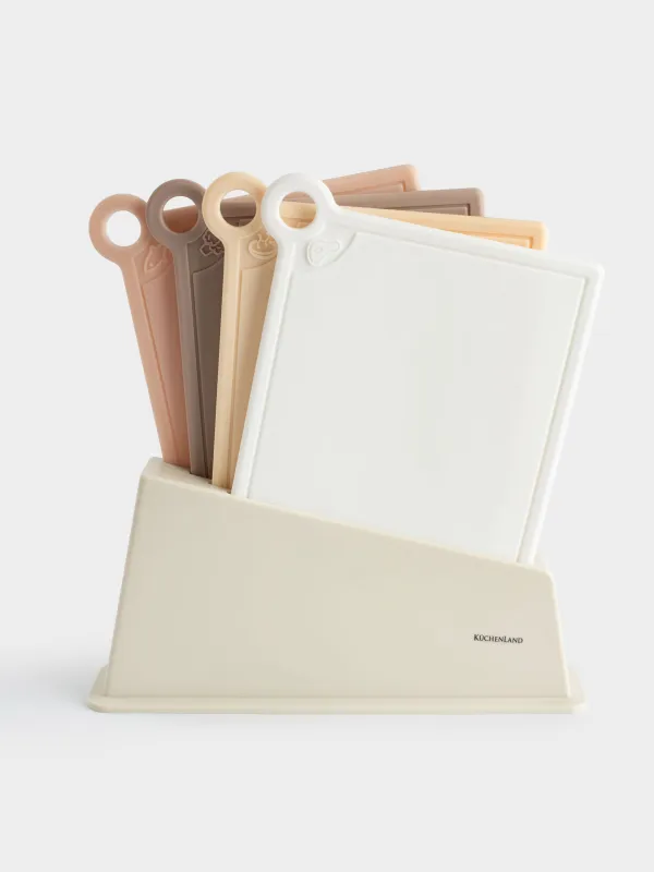 Кесетін тақта, 35х32 см, 4 дана, тұғырда, пластик, сарғылт аралас, image-1