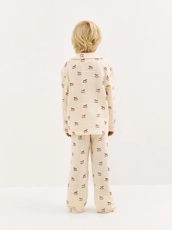 Балалар пижамасы, өлшемі 98-104 см, шалбары бар, муслин, сарғылт-қоңыр, Ойыншықтар, Landi, image-4