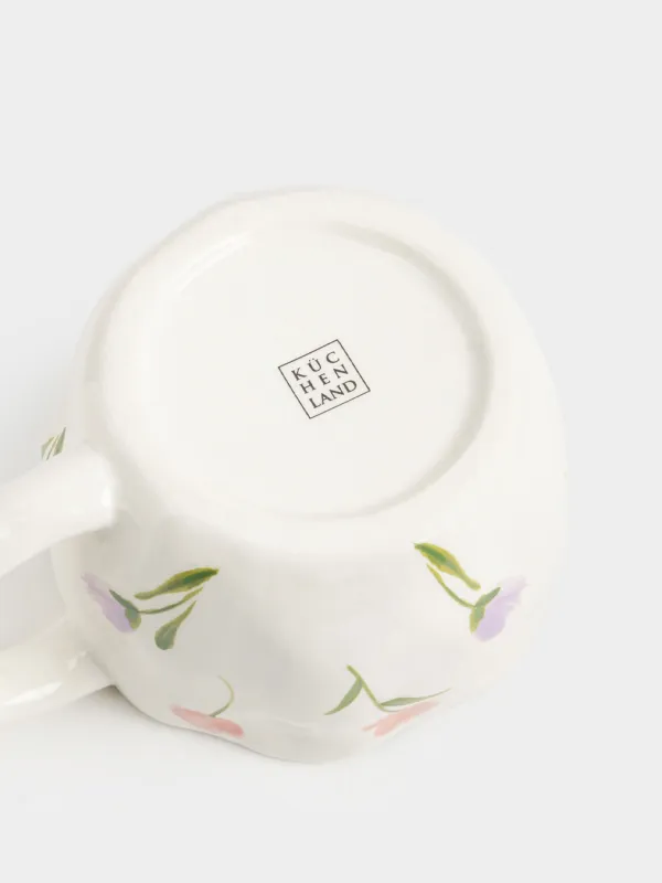 Кружка, 620 мл, керамика D, молочная, Цветы, El flora, image-4