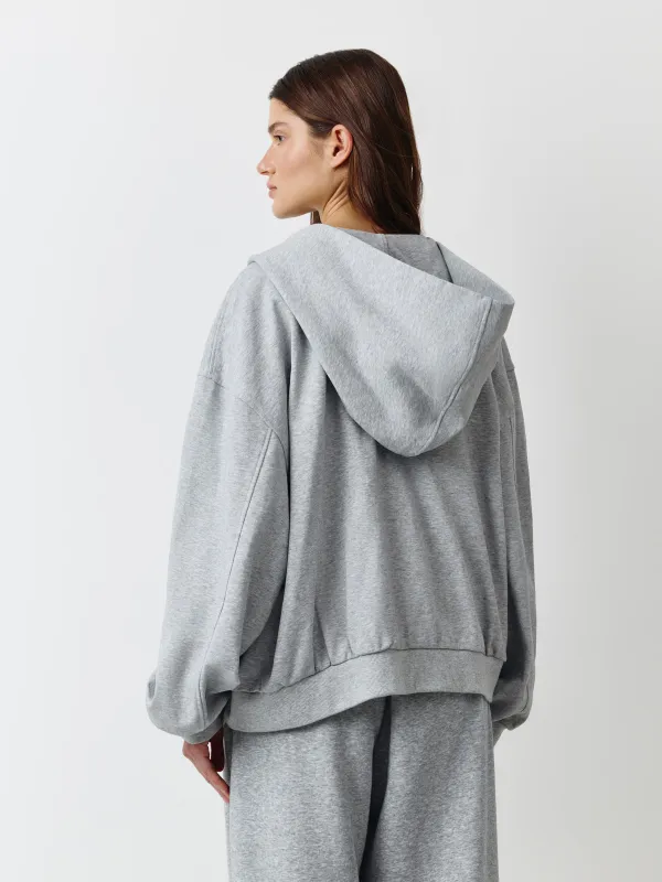 Әйелдерге арналған бүржейде, өлшемі XS-S, сыдырмалы, капюшоны бар, мақта/полиэстер К, сұр, Blanca, image-3