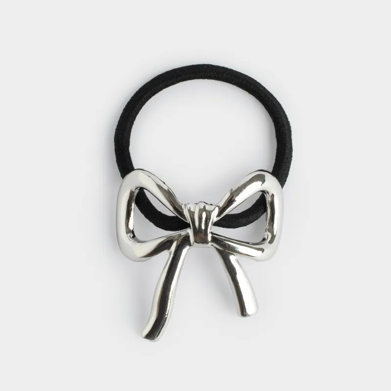 Резинка для волос, 5 см, полиэстер/металл, серебристая, Бант, Hairstyle