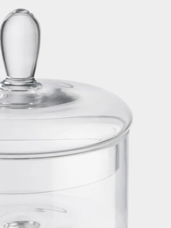 Кәмпит ыдысы, 13х17 см, аяқта, қақпағы бар, шыны, Clear, image-2