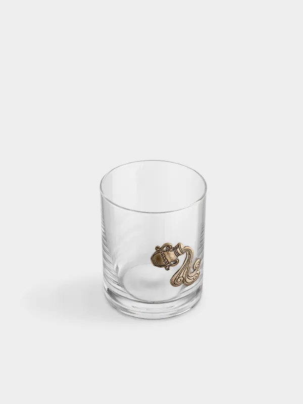 Стакан для виски, 10 см, 340 мл, стекло/металл, золотистый, Водолей, Zodiac, image-1