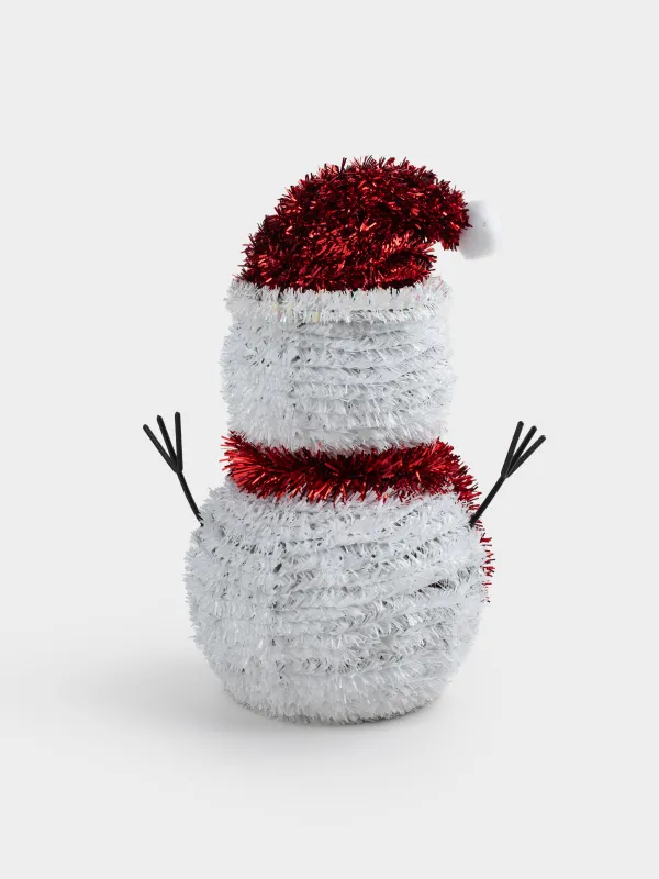 Статуэтка, 26 см, мишура/пластик, бело/красная, Снеговик, Tinsel decor, image-4