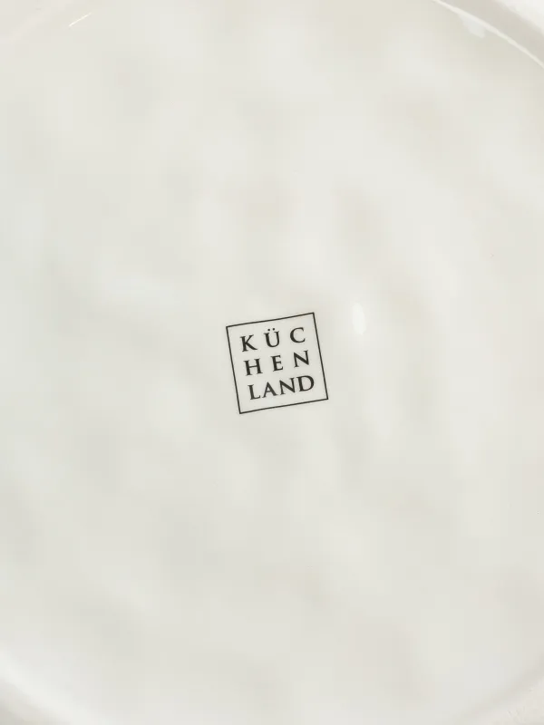 Түскі ас тәрелкесі, 28 см, керамика, ақ, Ормандағы үйдің жанындағы бұғы, Crumple print, image-4