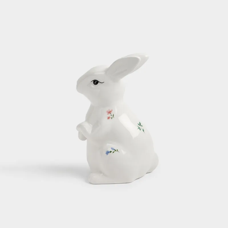 Мүсінше, 16 см, керамика, сүт түстес, Гүлдері бар қоян, El flora rabbit