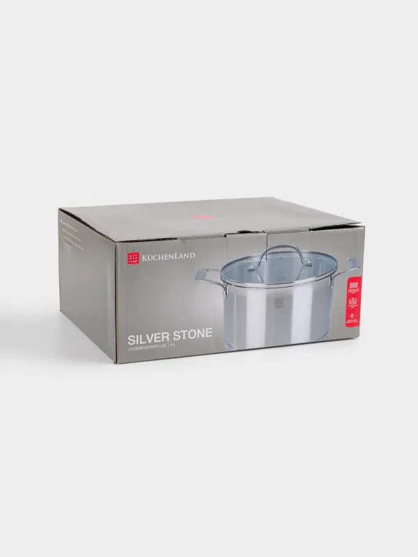 Кәстрөл, 22 см, 4 л, қақпағы бар, Silver Stone, image-6