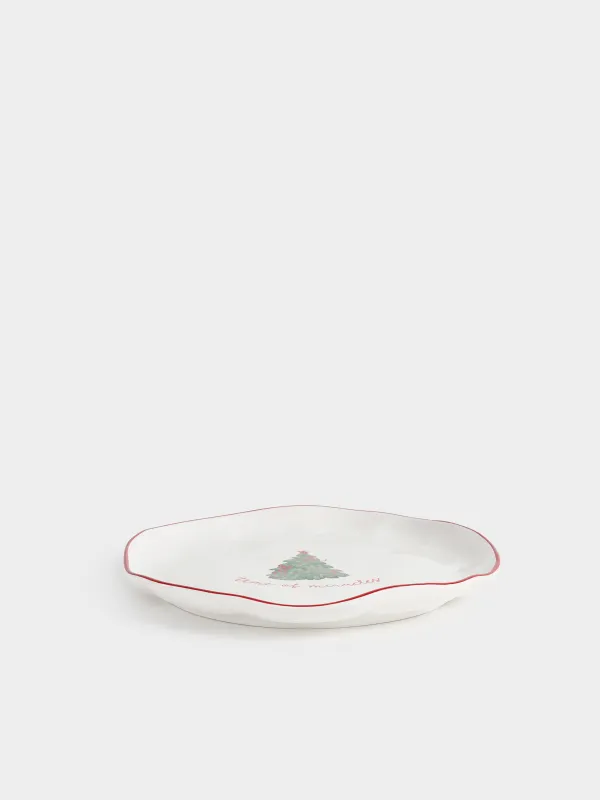 Тарелка обеденная, 26 см, Елка с бантами, Christmas tree, image-2