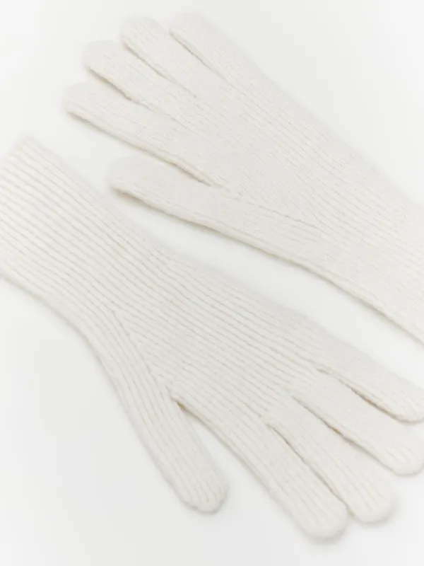 Әйелдер қолғаптары, бірыңғай өлшем, акрил/полиэстер/нейлон, сүт түстес, Knitting, image-1