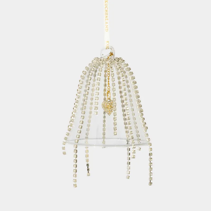 Игрушка елочная, 9 см, стекло, со стразами, Колокольчик с кристаллами, Ball crystal
