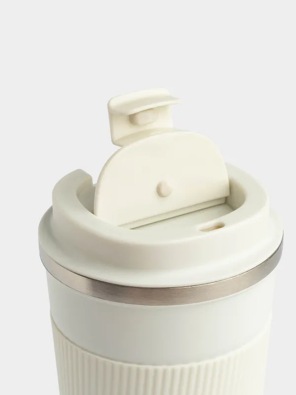 Термо саптыаяқ, 500 мл, зарфы бар, болат/пластик/силикон, сарғылт-қоңыр, Coffee life, image-3