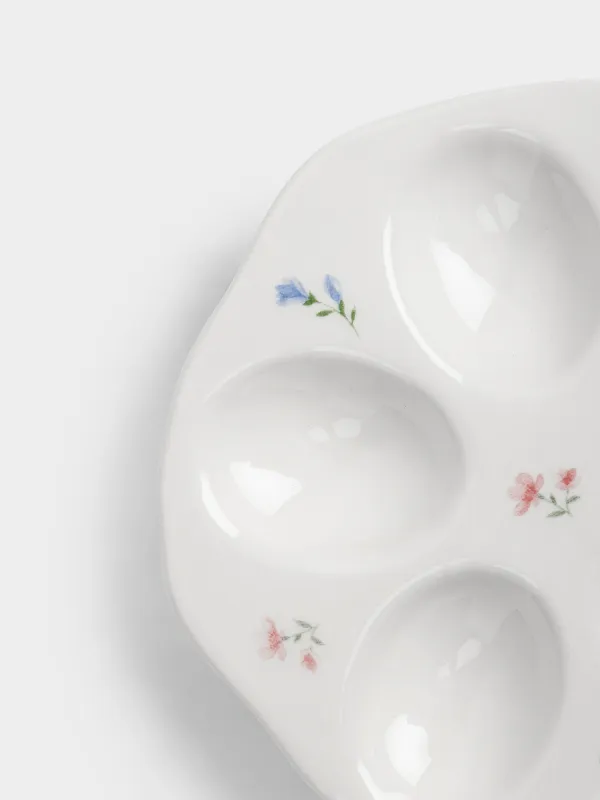 Блюдо пасхальное, 14x см, 5 отд, керамика D, молочное, Нежные цветы, El flora, image-1