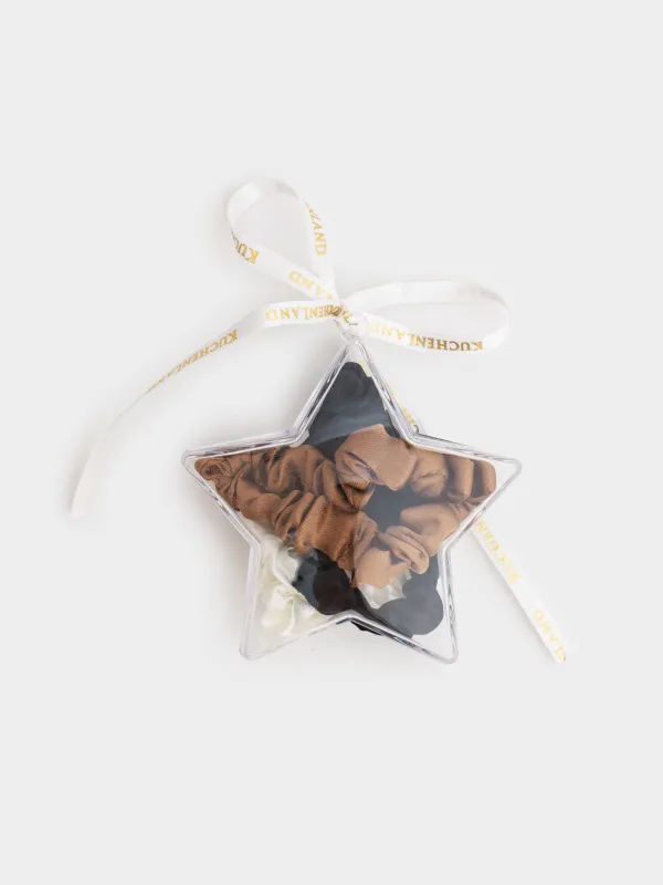 Шашқа арналған резеңке, 6 см, 3 дана, жұлдызда, сәтен, микс, Silk, image-0