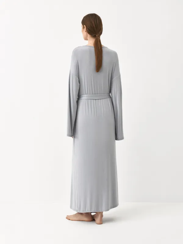 Әйелдер халаты, үйге арналған, өлшемі M, ұзын жеңді, вискоза/эластан, сұр-көгілдір, Meryl, image-4