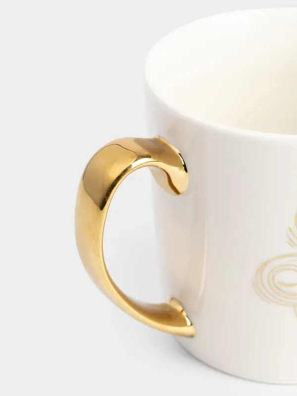 Саптыаяқ, 500 мл, фарфор N, ақ-алтын, Жылқы, Horse gold, image-2